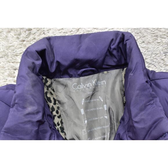 Calvin Klein Women's Medium Purple Puffer Jacket Down Full Zip Solid Polyester - Picture 5 of 7